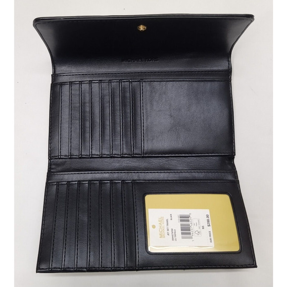 Michael Kors Jet Set Travel Black Quilted Leather Credit Card Fold Wallet - $298 - Picture 11 of 15